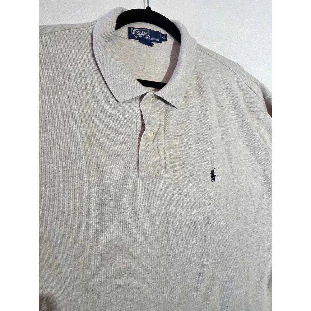 Polo Ralph Lauren Mens XL Oatmeal Heather Beige Cotton Pique Short Sleeve Polo